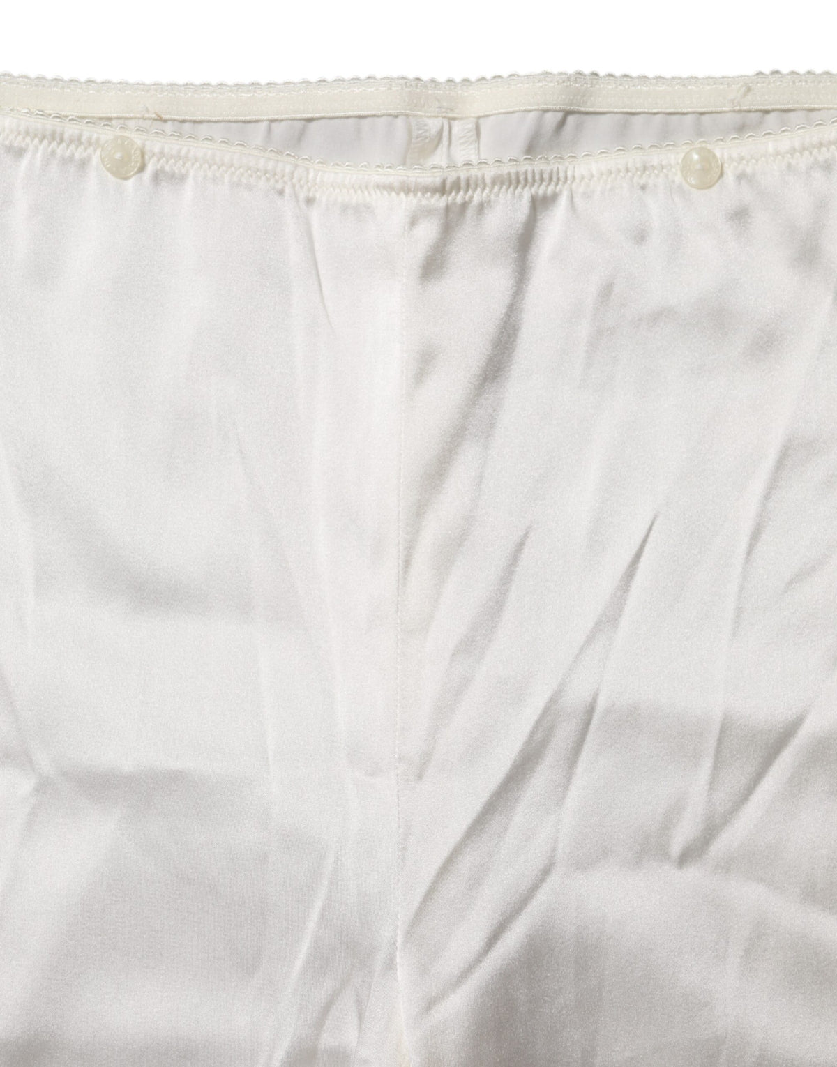 Dolce &amp; Gabbana – Konische Hose aus elfenbeinfarbener Seide mit hoher Taille