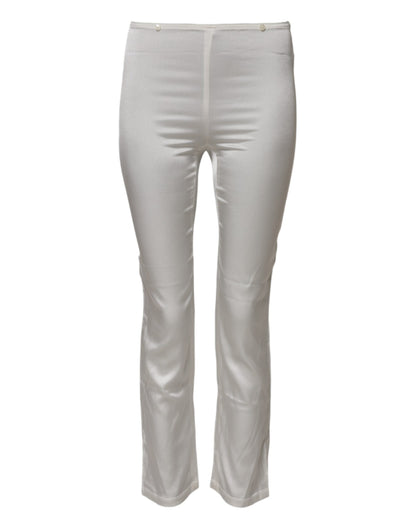 Dolce & Gabbana Ivory Silk Tapered High Waist Pants
