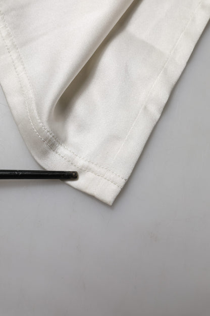 Dolce & Gabbana Ivory Silk Tapered High Waist Pants