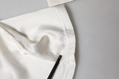 Dolce & Gabbana Ivory Silk Tapered High Waist Pants