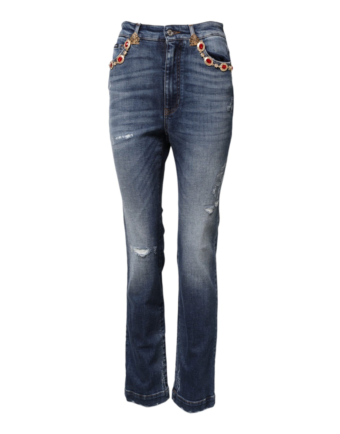 Dolce &amp; Gabbana – Blaue Jeans mit Strassverzierung