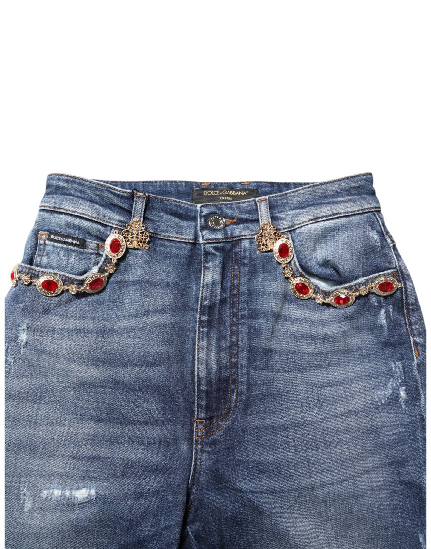 Dolce &amp; Gabbana – Blaue Jeans mit Strassverzierung