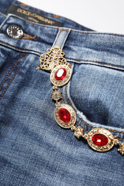 Dolce &amp; Gabbana – Blaue Jeans mit Strassverzierung