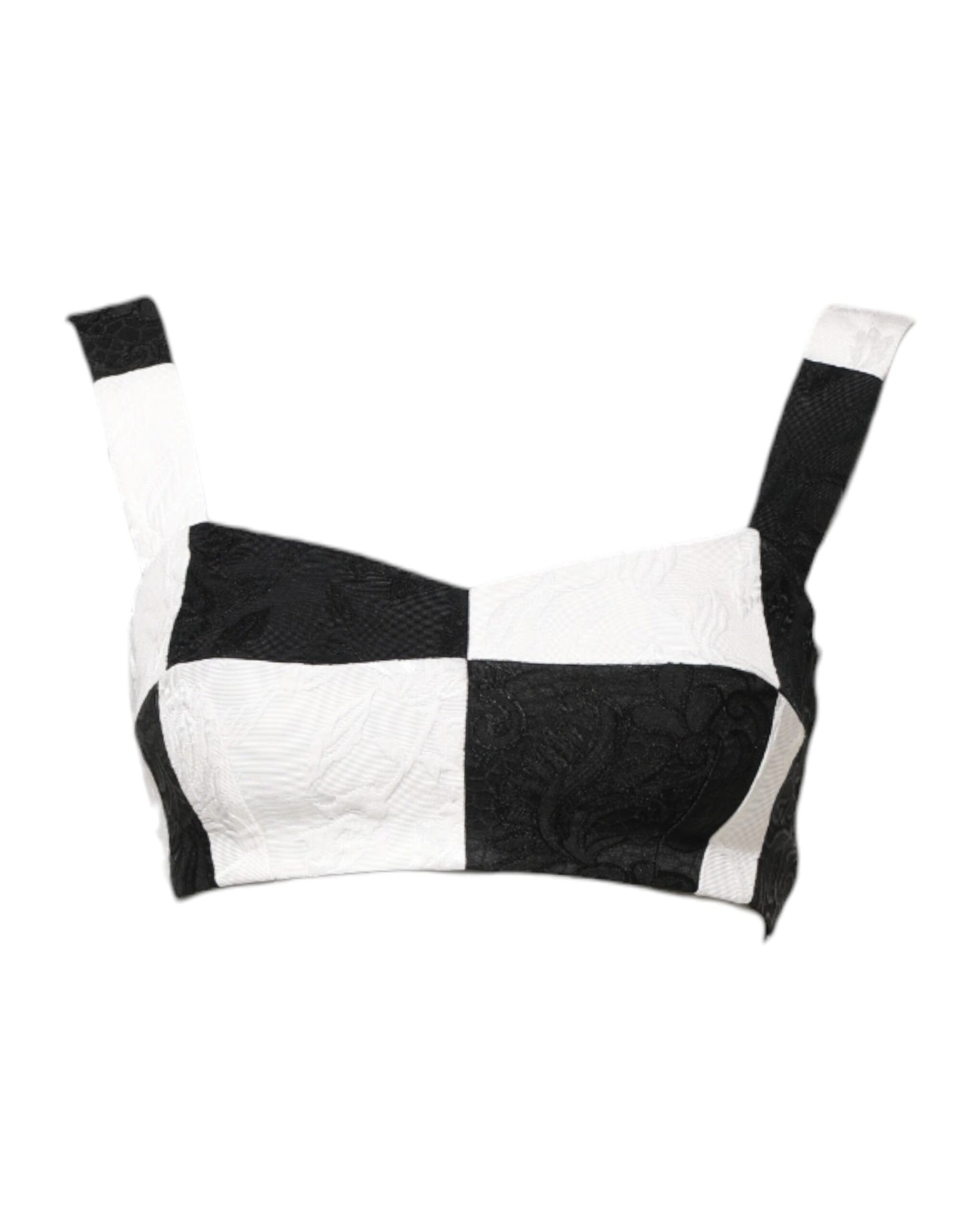 Dolce & Gabbana Black White Cropped Bustier Corset Bra Top
