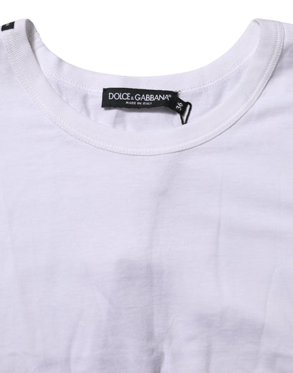 Dolce & Gabbana White Cotton Short Sleeves Cropped T-shirt