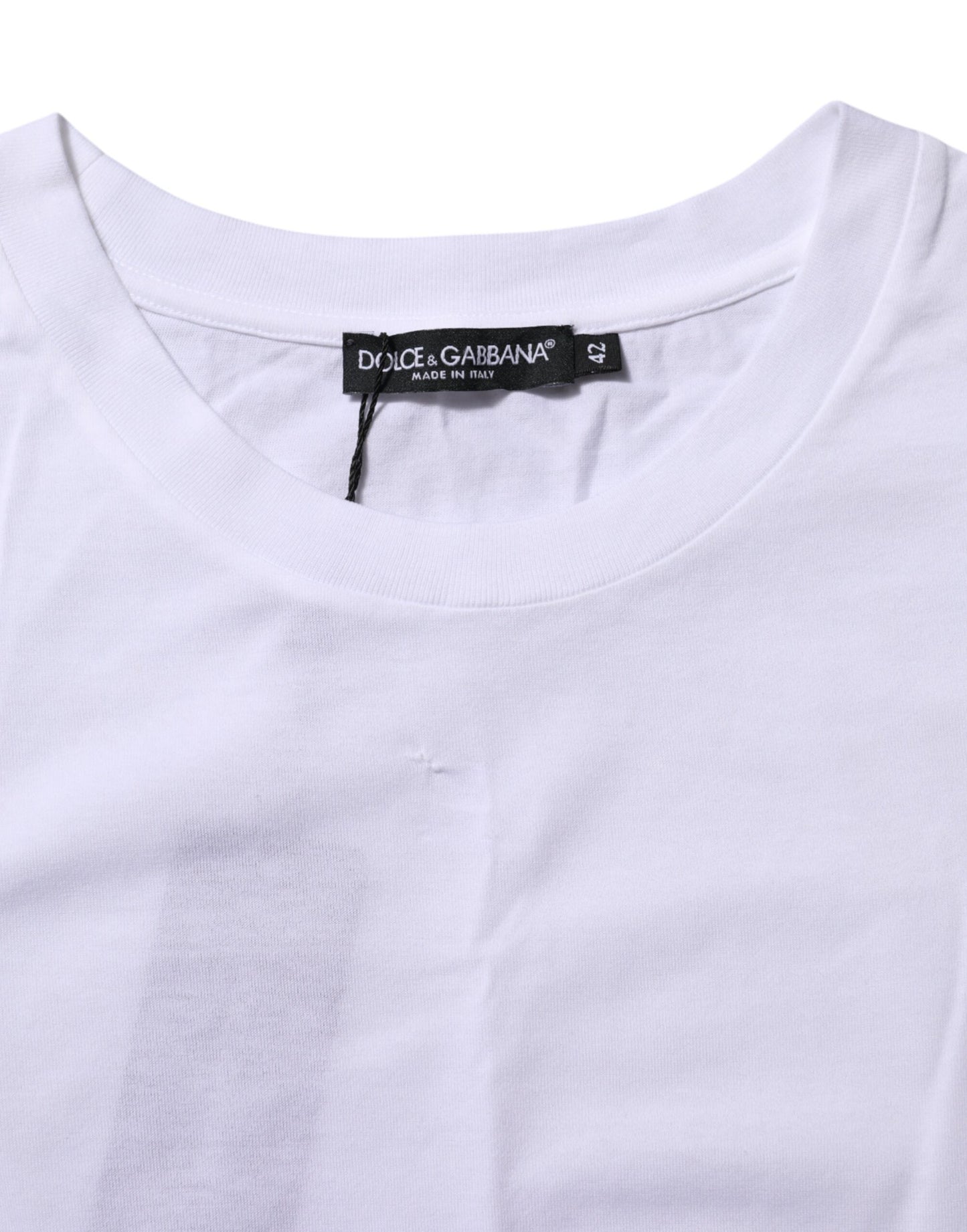 Dolce &amp; Gabbana – Weißes T-Shirt aus Baumwolle mit Rundhalsausschnitt und kurzen Ärmeln
