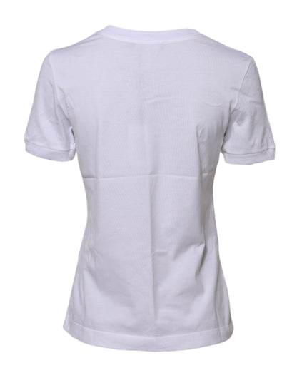 Dolce &amp; Gabbana – Weißes T-Shirt aus Baumwolle mit Rundhalsausschnitt und kurzen Ärmeln