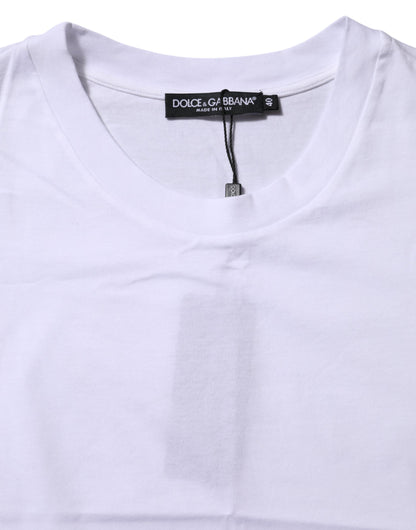 Dolce &amp; Gabbana – Weißes T-Shirt aus Baumwolle mit Rundhalsausschnitt und kurzen Ärmeln
