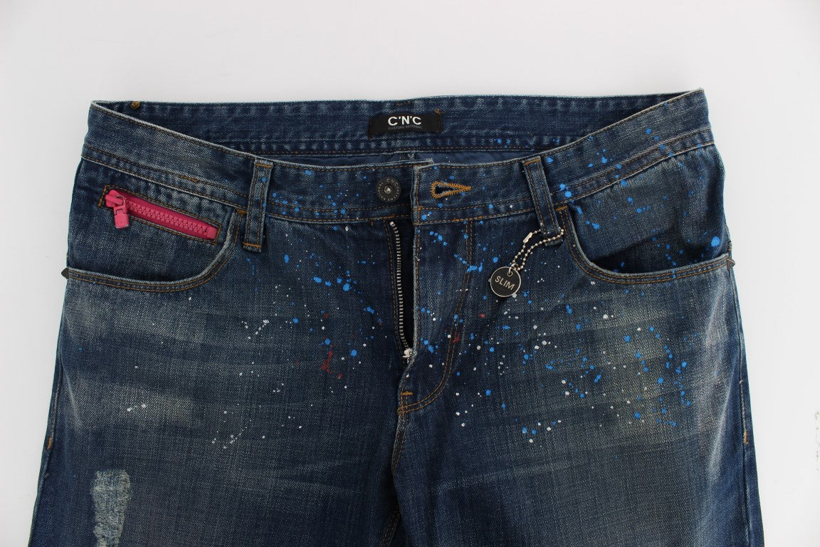Costume National Jeans in Blau mit Waschung und schmaler Passform
