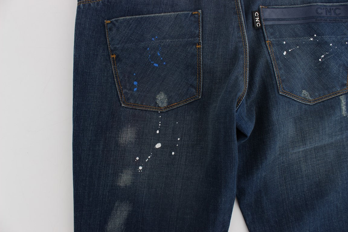 Costume National Jeans in Blau mit Waschung und schmaler Passform