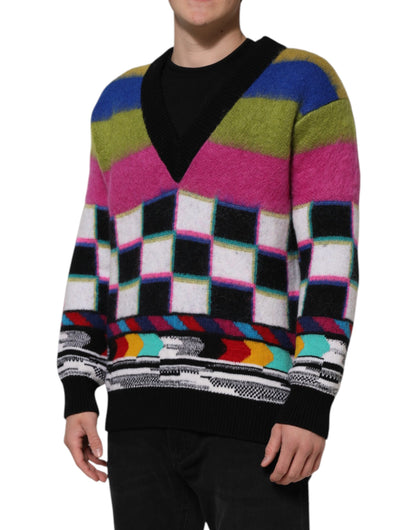 Dolce &amp; Gabbana – Mehrfarbiger Pullover mit Glitch-Design