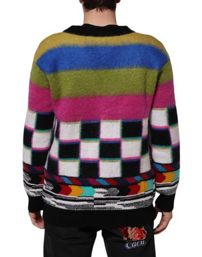 Dolce &amp; Gabbana – Mehrfarbiger Pullover mit Glitch-Design