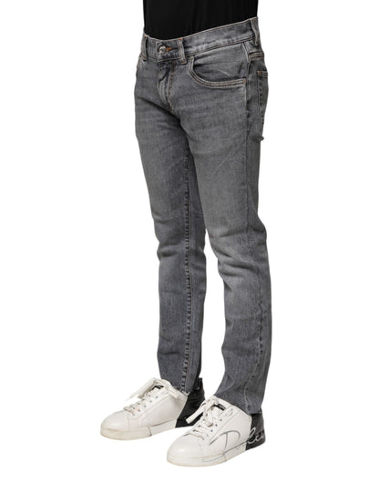 Dolce &amp; Gabbana – Graue Skinny-Jeans aus Baumwolle