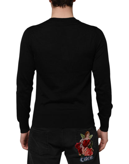 Dolce &amp; Gabbana – Pullover mit Logo-Stickerei in Dunkelgrau