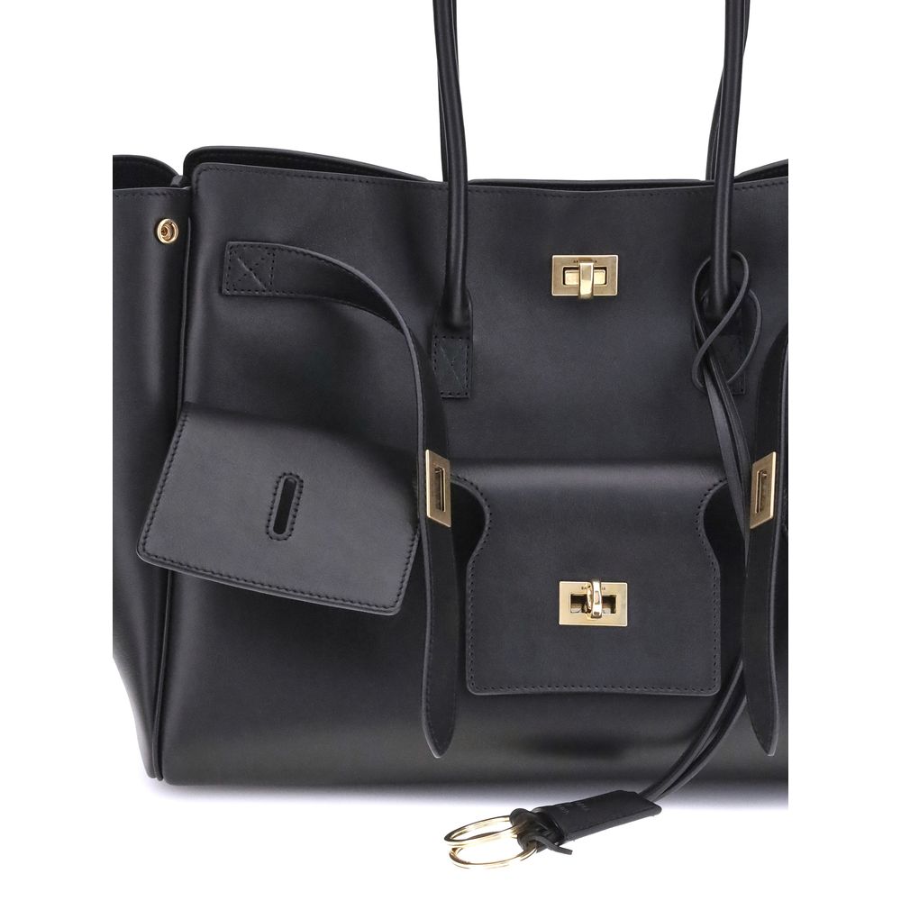 Balenciaga Schultertasche aus schwarzem Kalbsleder Bos Taurus