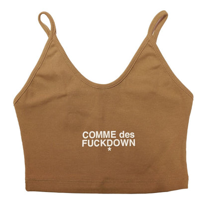 Comme Des Fuckdown Brown Cotton Women Crop Top
