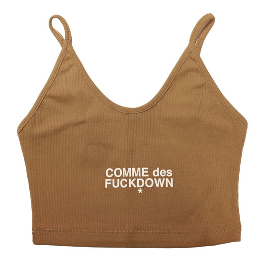 Comme Des Fuckdown Brown Cotton Women Crop Top