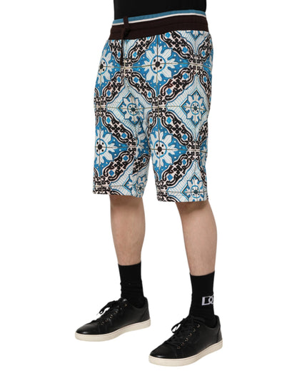 Dolce &amp; Gabbana Mehrfarbige Bermudashorts aus Baumwolle mit Maiolica-Print