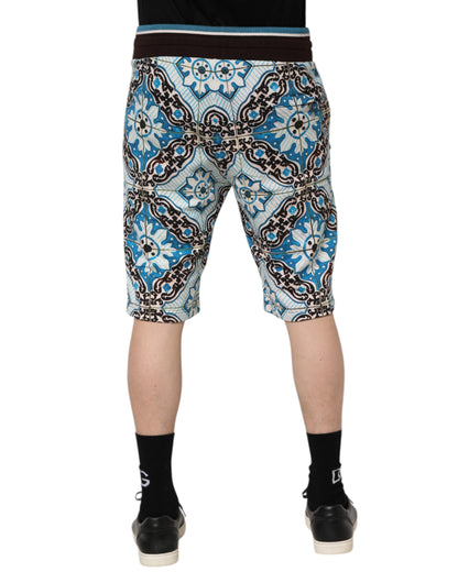 Dolce &amp; Gabbana Mehrfarbige Bermudashorts aus Baumwolle mit Maiolica-Print