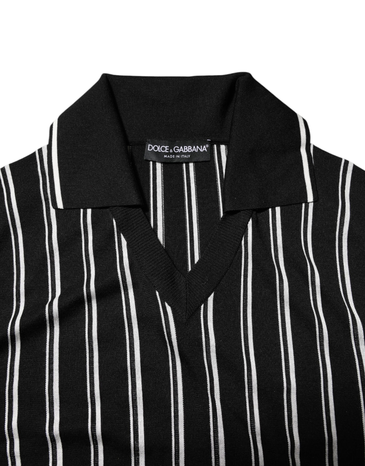Dolce &amp; Gabbana – Poloshirt mit Kragen und schwarzen und weißen Streifen