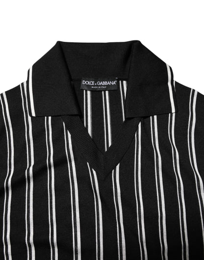 Dolce &amp; Gabbana – Poloshirt mit Kragen und schwarzen und weißen Streifen