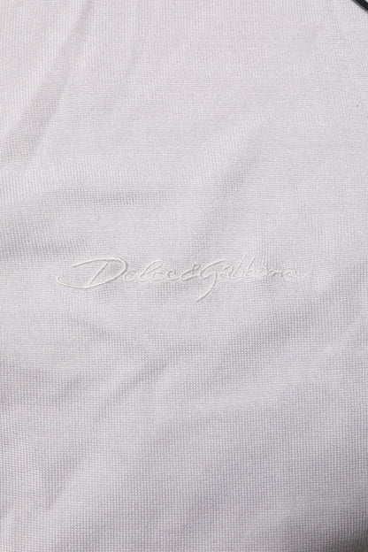 Dolce &amp; Gabbana – Weißes Henley-T-Shirt aus Seide mit kurzen Ärmeln für Herren