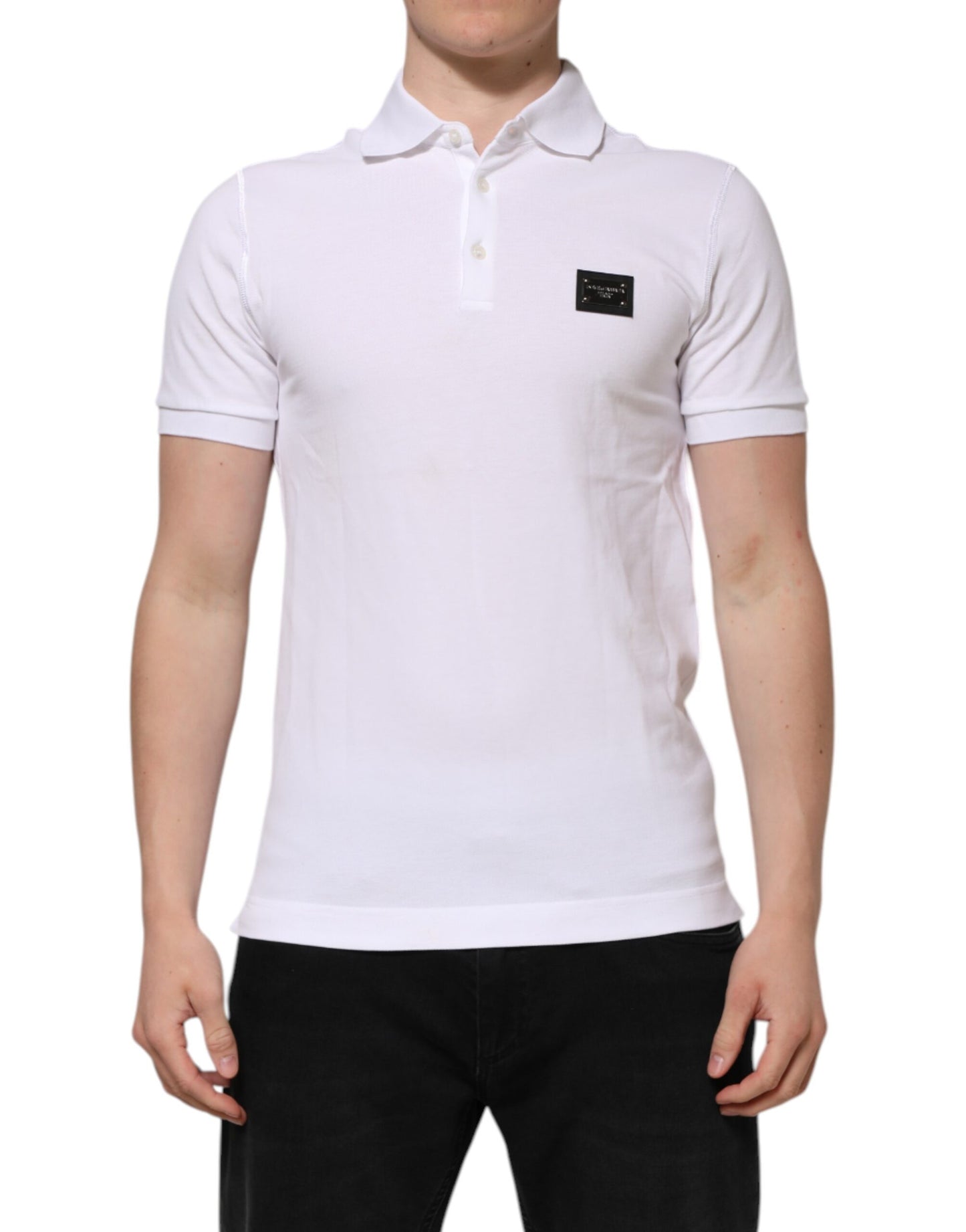 Dolce & Gabbana White Logo Short Sleeve Collared Polo T-shirt