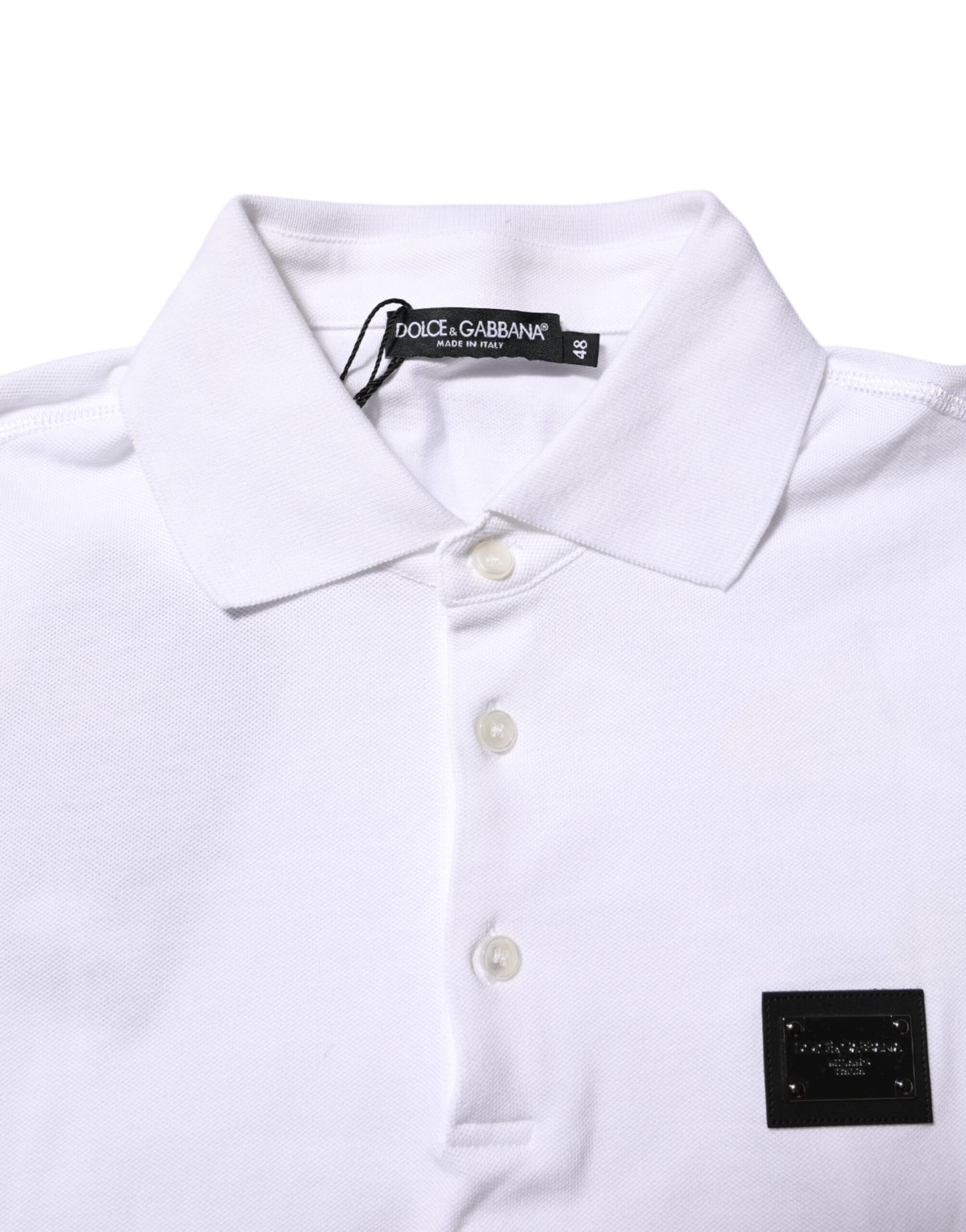 Dolce & Gabbana White Logo Short Sleeve Collared Polo T-shirt