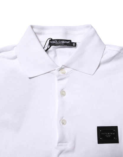 Dolce & Gabbana White Logo Short Sleeve Collared Polo T-shirt