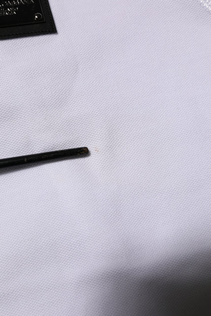 Dolce & Gabbana White Logo Short Sleeve Collared Polo T-shirt