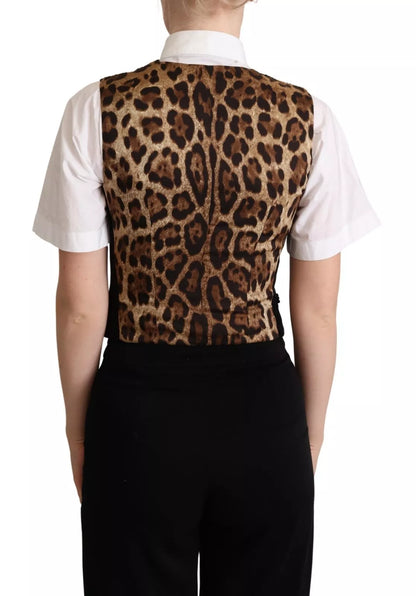 Dolce &amp; Gabbana Weste mit Leopardenmuster, schwarz-braun