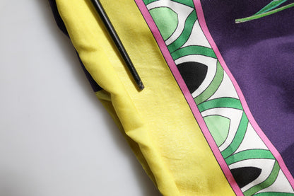 Dolce & Gabbana Blue Floral Print Silk Long Sleeves Wrap Robe