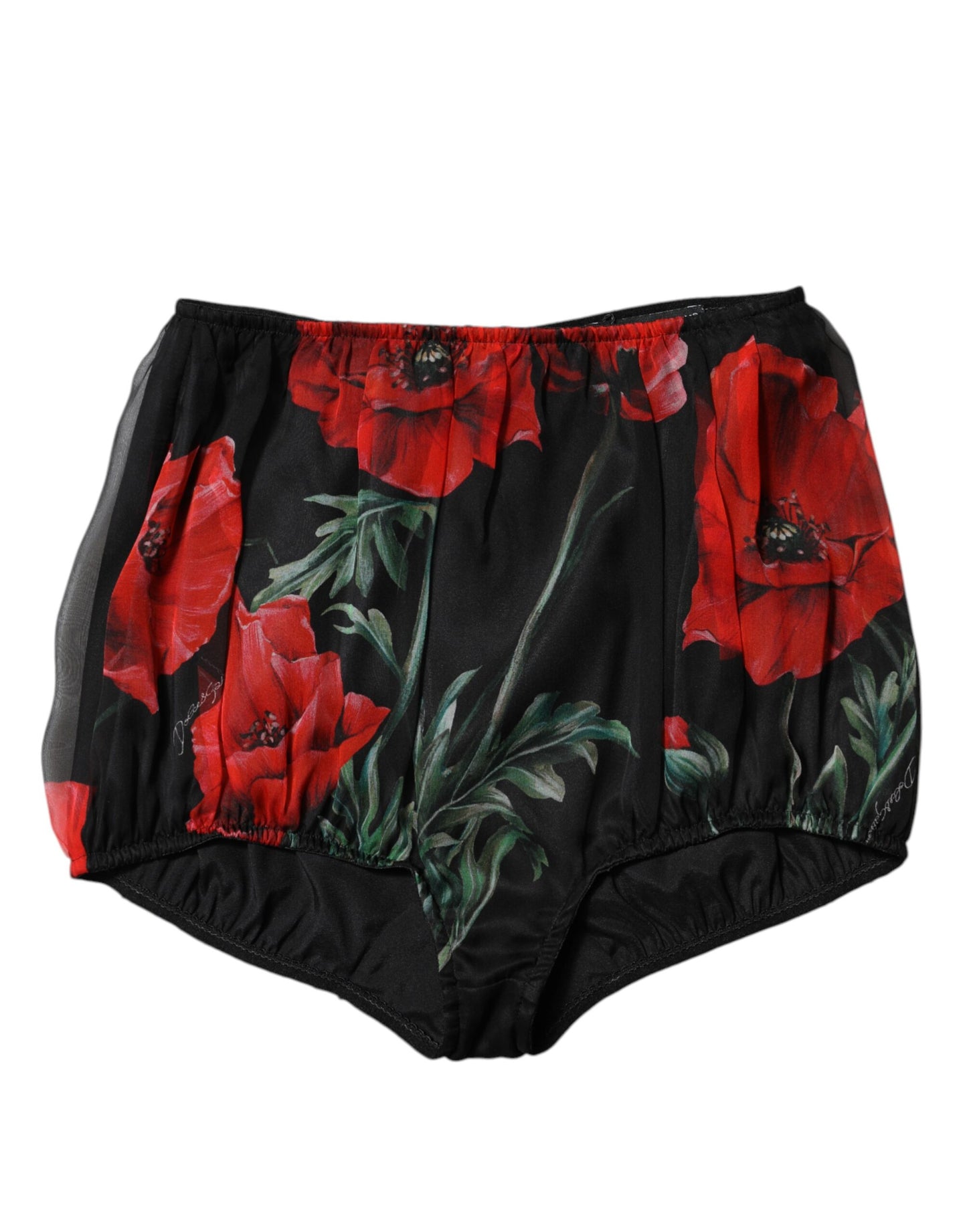 Dolce & Gabbana Black Floral High Waist Women Hot Pants Shorts