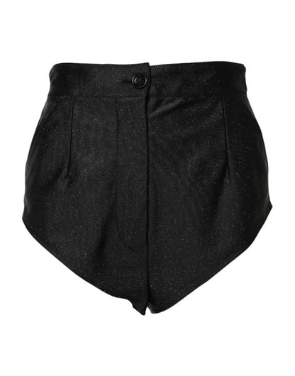 Dolce &amp; Gabbana – Schwarze Hotpants-Shorts aus Viskose mit hoher Taille