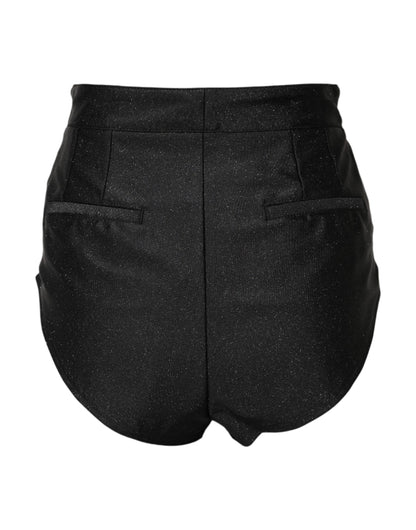 Dolce &amp; Gabbana – Schwarze Hotpants-Shorts aus Viskose mit hoher Taille