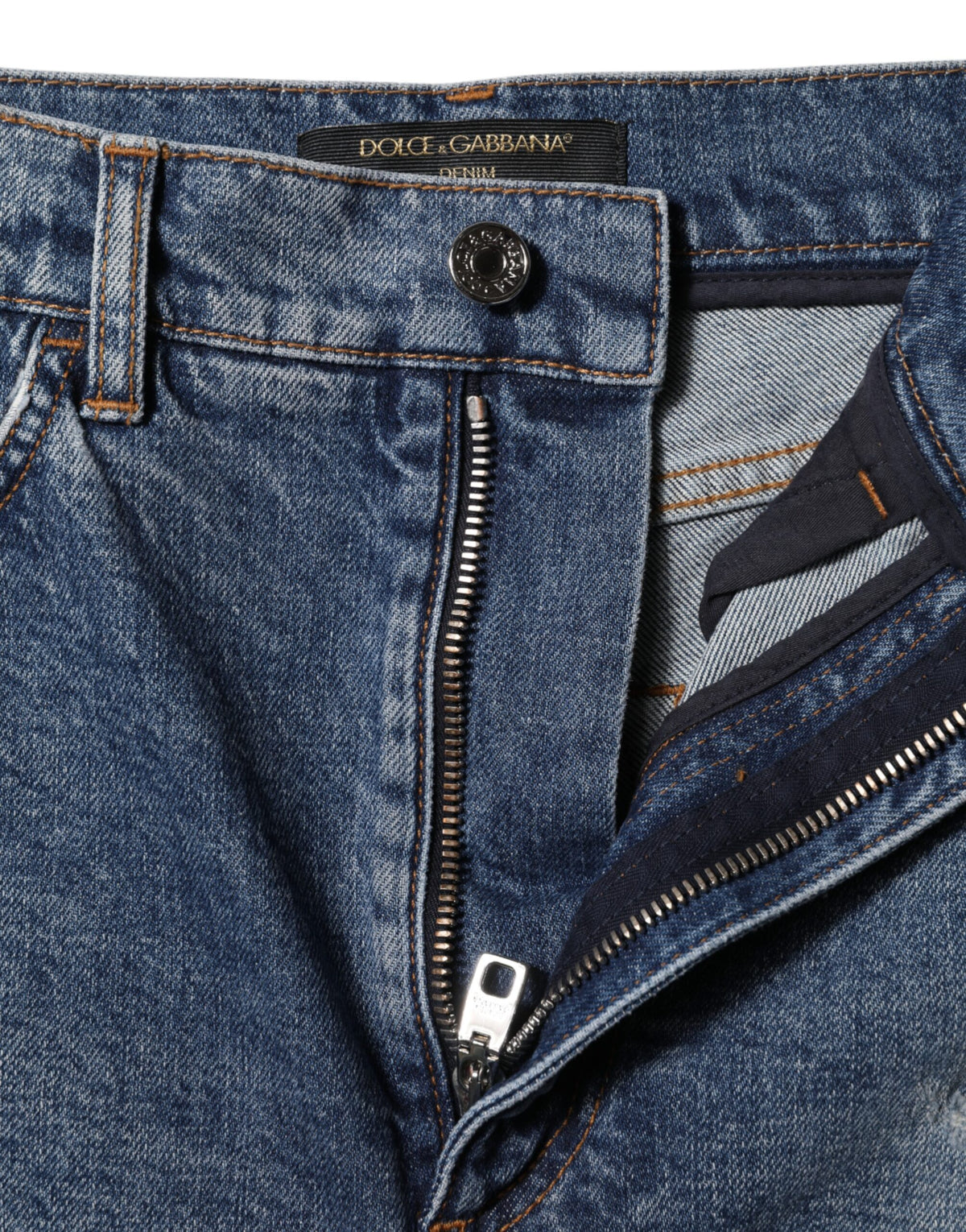 Dolce &amp; Gabbana – Blaue Hotpants-Shorts aus zerfetztem Denim und Baumwolle
