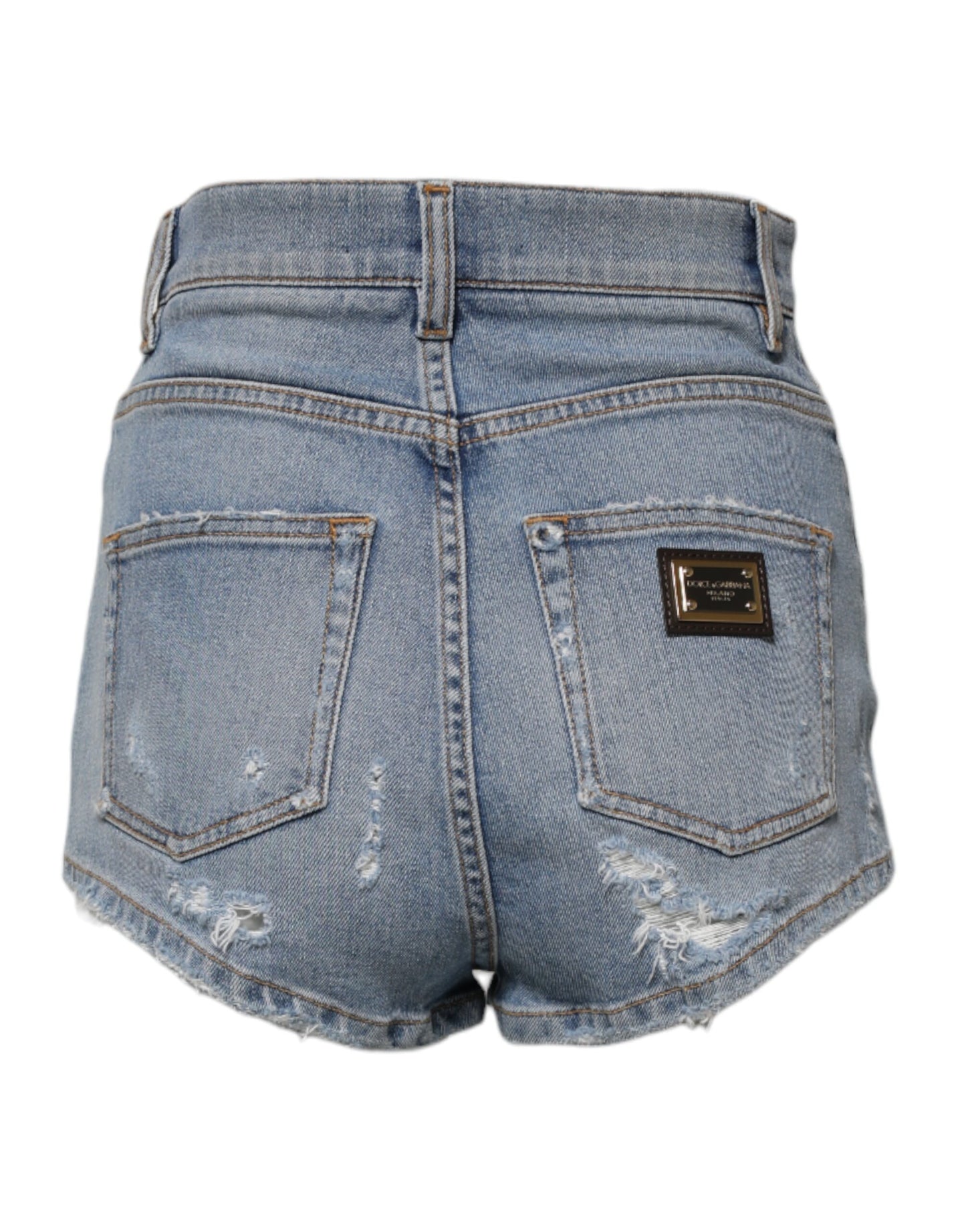 Dolce &amp; Gabbana – Blaue Hotpants-Shorts aus zerfetztem Denim und Baumwolle