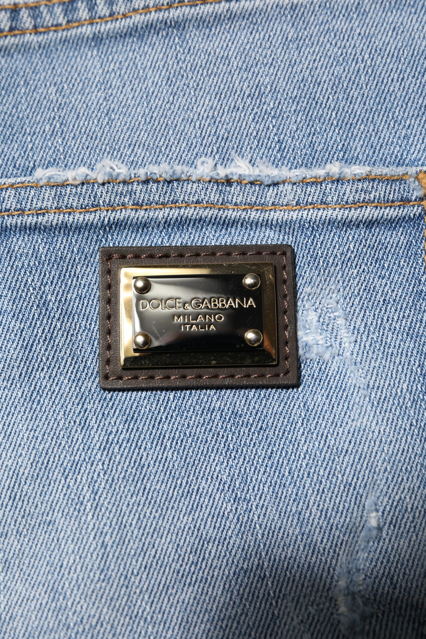 Dolce &amp; Gabbana – Blaue Hotpants-Shorts aus zerfetztem Denim und Baumwolle