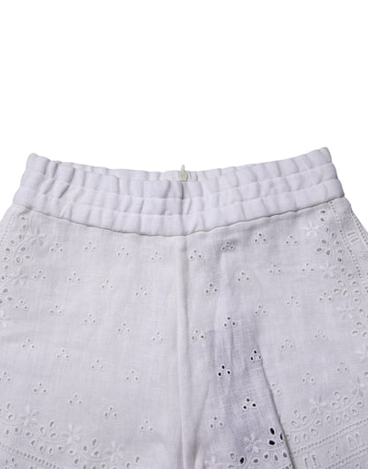 Dolce &amp; Gabbana – Weiße Hotpants-Shorts aus Leinen mit hoher Taille