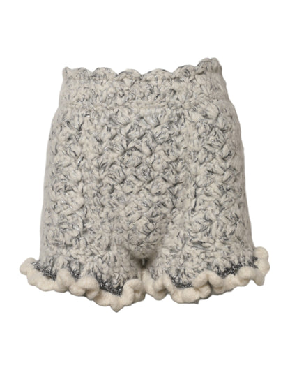 Dolce &amp; Gabbana Metallic-Bouclé-Strickshorts aus Kaschmir mit Rüschen
