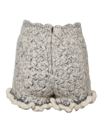 Dolce &amp; Gabbana Metallic-Bouclé-Strickshorts aus Kaschmir mit Rüschen