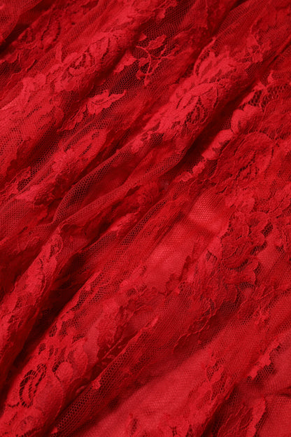 تنورة ماكسي طويلة من دولتشي آند غابانا باللون الأحمر من القطن والدانتيل بتصميم حرف A