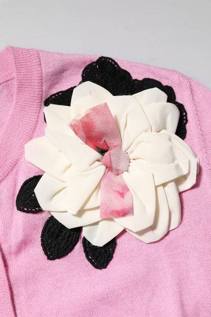 Dolce &amp; Gabbana – Rosa Strickjacke mit Blumendetail