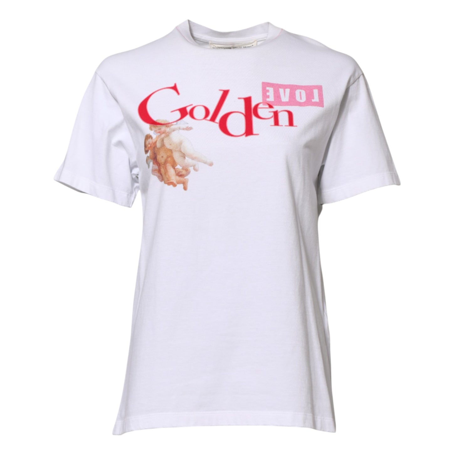 Golden Goose – Weißes T-Shirt mit Rundhalsausschnitt und Print