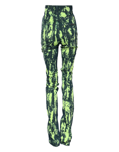 Dolce &amp; Gabbana – Jeans mit hohem Bund und Farbspritzern in Grün