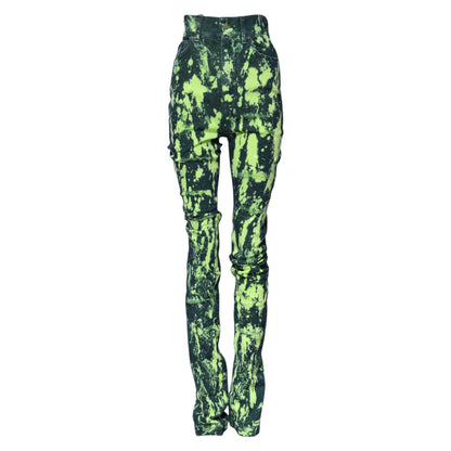 Dolce &amp; Gabbana – Jeans mit hohem Bund und Farbspritzern in Grün