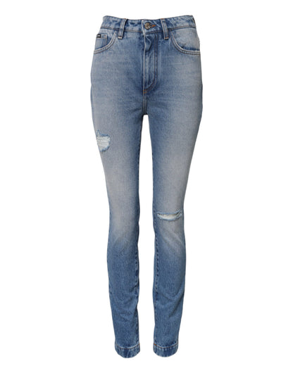 Dolce & Gabbana Blue Washed Skinny High Waist Denim Jeans