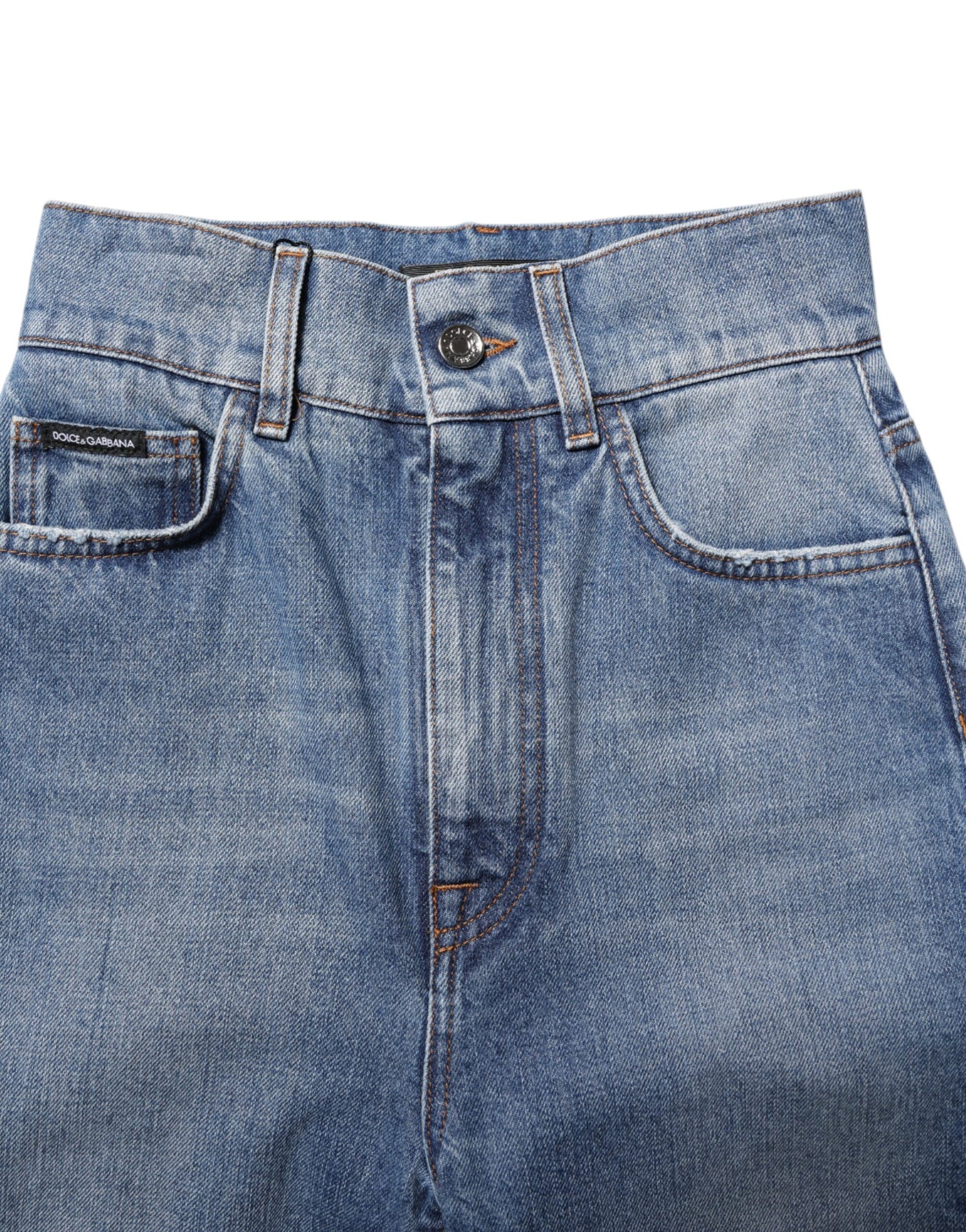 بنطلون جينز دولتشي آند غابانا أزرق ضيق بخصر عالٍ