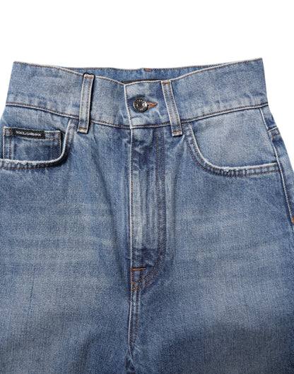 بنطلون جينز دولتشي آند غابانا أزرق ضيق بخصر عالٍ