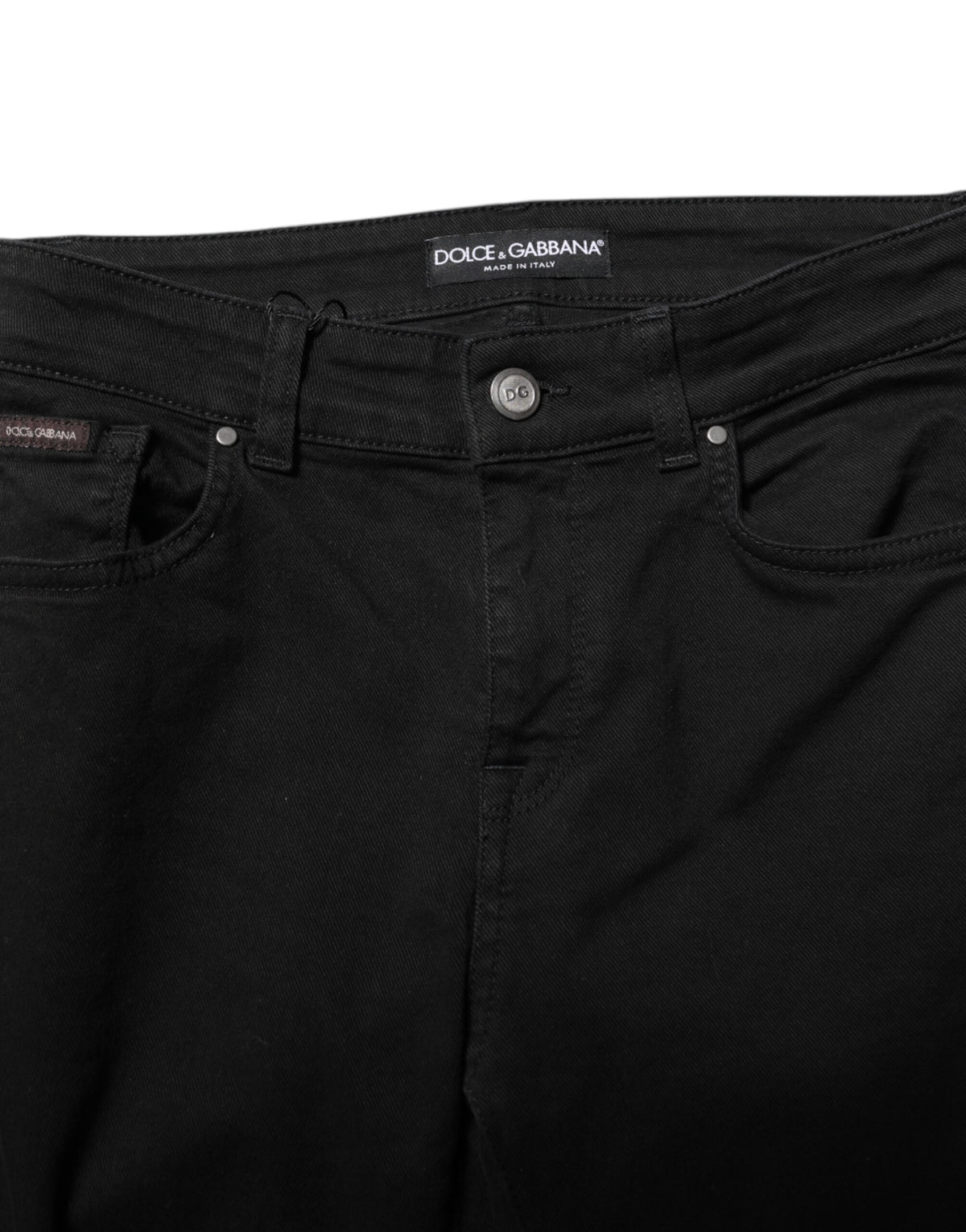 Dolce &amp; Gabbana – Schwarze Skinny-Jeans aus Baumwoll-Denim mit Logo und mittlerer Taille